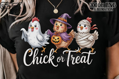 Chick Or Treat PNG Halloween Chicken Funny Fall Cute DTF