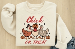 Chick or Treat PNG, Vintage Halloween Chicken Witch, Ghost C Product Image 8
