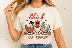 Chick or Treat PNG, Vintage Halloween Chicken Witch, Ghost C Product Image 2
