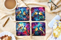 Alcohol Ink Chickadees-4&quot; Coaster Sublimation -PNG Design Product Image 1