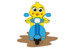 cute chick cartoon ride motorcycle Product Image 1