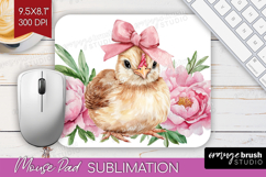 Chicken Flowers Mouse Pad Sublimation Cute Farm Mousepad PNG Product Image 1