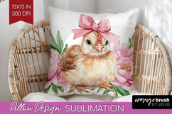 Chicken Flowers Pillow Sublimation Cute Farm Pillow Cover Product Image 1