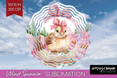 Chicken Flowers Wind Spinner Sublimation PNG Cute Farm Round Product Image 1