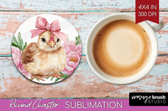 Chicken Flowers Round Coaster Cute Farm Coaster PNG Product Image 1