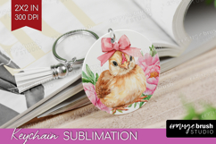 Chicken Flowers Keychain PNG Cute Farm Keychain Sublimation Product Image 1