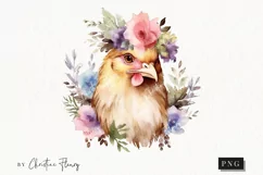 Watercolor Chicken Clipart | Watercolor Animal PNG Product Image 1