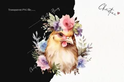 Watercolor Chicken Clipart | Watercolor Animal PNG Product Image 2