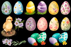 Chicken and cute watercolor easter eggs with flowers Product Image 3