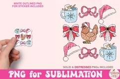 Chicken Christmas Coquette Png, Christmas Chicken Coquette Product Image 3