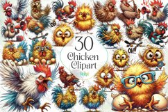 Funny Chicken Clipart Sublimation Product Image 1