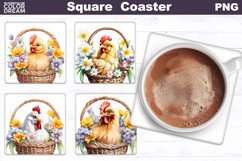 Chicken Square Coaster | Chicken Flowers Coaster Product Image 1