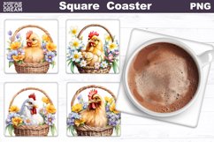 Chicken Square Coaster | Chicken Flowers Coaster Product Image 1