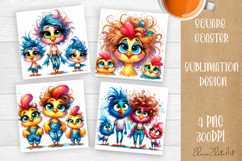 Funny sarcastic animal family Coaster Sublimation Design Product Image 1