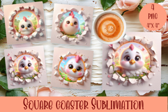 3D Baby little Chicken Coaster Sublimation |cute animal Product Image 1