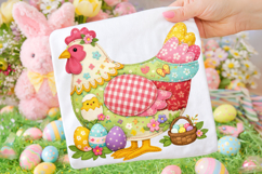 Chicken Patchwork Easter PNG, Faux Yarn Easter PNG, Bunny Product Image 2