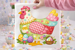 Chicken Patchwork Easter PNG, Faux Yarn Easter PNG, Bunny Product Image 3