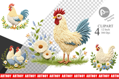Chicken Embroidery Clipart Product Image 1