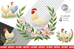 Chicken Embroidery Clipart Product Image 1