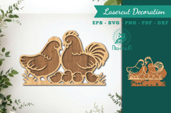 Chicken Family Lasercut Decoration SVG Product Image 1