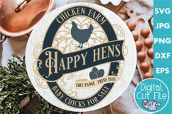 Vintage Farmhouse Home Round Sign Svg | Chicken Farm Product Image 1