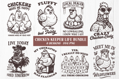Chicken Keeper SVG Bundle 8 Funny Chicken Life PNG Designs Product Image 1