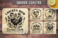 Chicken Mom Social club Farm square coaster designs
