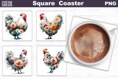 Farm Animals Square Coaster | Animals Flowers Coaster Product Image 2