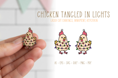 Chicken Tangled in Lights Earrings Laser Cut SVG Template Product Image 1