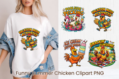 Funny Summer Chicken Clipart | Cute Farm Chicken Characters Product Image 1