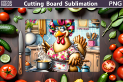 Chicken Lady Cutting Board | Funny Chicken Sublimation Product Image 1