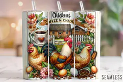 Chickens Coffee And Chaos PNG, Funny Chickens Tumbler Wrap Product Image 1