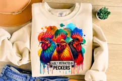 Easily Distracted By Peckers PNG, Funny Chicken PNG, Rooster Product Image 1