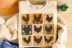 Retro Boho Chicken Farm PNG, Chicken Floral PNG, Farm Life Product Image 1