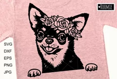 Chihuahua with flowers svg, dog breed Shirt design clipart Product Image 2