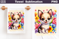 Chihuahua Floral Towel | Dog Kitchen Towel Product Image 1