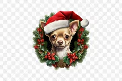 Christmas Dog Wreath Chihuahua Sublimation Clipart Product Image 3