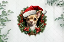 Christmas Dog Wreath Chihuahua Sublimation Clipart Product Image 1