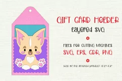 Chihuahua Dog Card holder. Birthday Gift Card Holder Template for cutting machines.  
