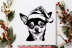 Christmas Chihuahua Dog in Santa Hat SVG - Xmas Chihuahua Product Image 1