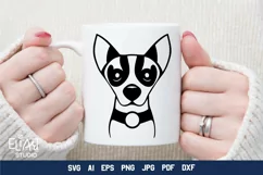 Chihuahua SVG Silhouette Design. This Chihuahua Dog Face T-shirt Design is Compatible with Cricut and Silhouette Cutting Machines