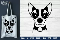 Chihuahua SVG Silhouette Design. This Chihuahua Dog Face T-shirt Design is Compatible with Cricut and Silhouette Cutting Machines