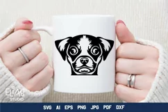 Chihuahua SVG Silhouette Design. This Chihuahua Dog Face T-shirt Design is Compatible with Cricut and Silhouette Cutting Machines