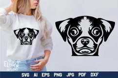 Chihuahua SVG Silhouette Design. This Chihuahua Dog Face T-shirt Design is Compatible with Cricut and Silhouette Cutting Machines
