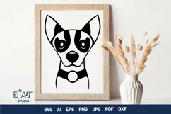 Chihuahua SVG Silhouette Design. This Chihuahua Dog Face T-shirt Design is Compatible with Cricut and Silhouette Cutting Machines