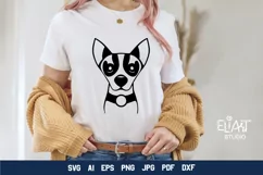 Chihuahua SVG Silhouette Design. This Chihuahua Dog Face T-shirt Design is Compatible with Cricut and Silhouette Cutting Machines