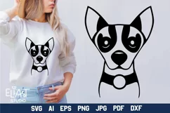 Chihuahua SVG Silhouette Design. This Chihuahua Dog Face T-shirt Design is Compatible with Cricut and Silhouette Cutting Machines