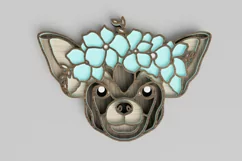 Pet Portrait Laser Cut File - Floral Dog - Chihuahua Product Image 1