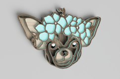 Pet Portrait Laser Cut File - Floral Dog - Chihuahua Product Image 2