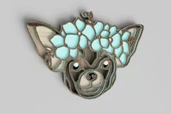 Pet Portrait Laser Cut File - Floral Dog - Chihuahua Product Image 2